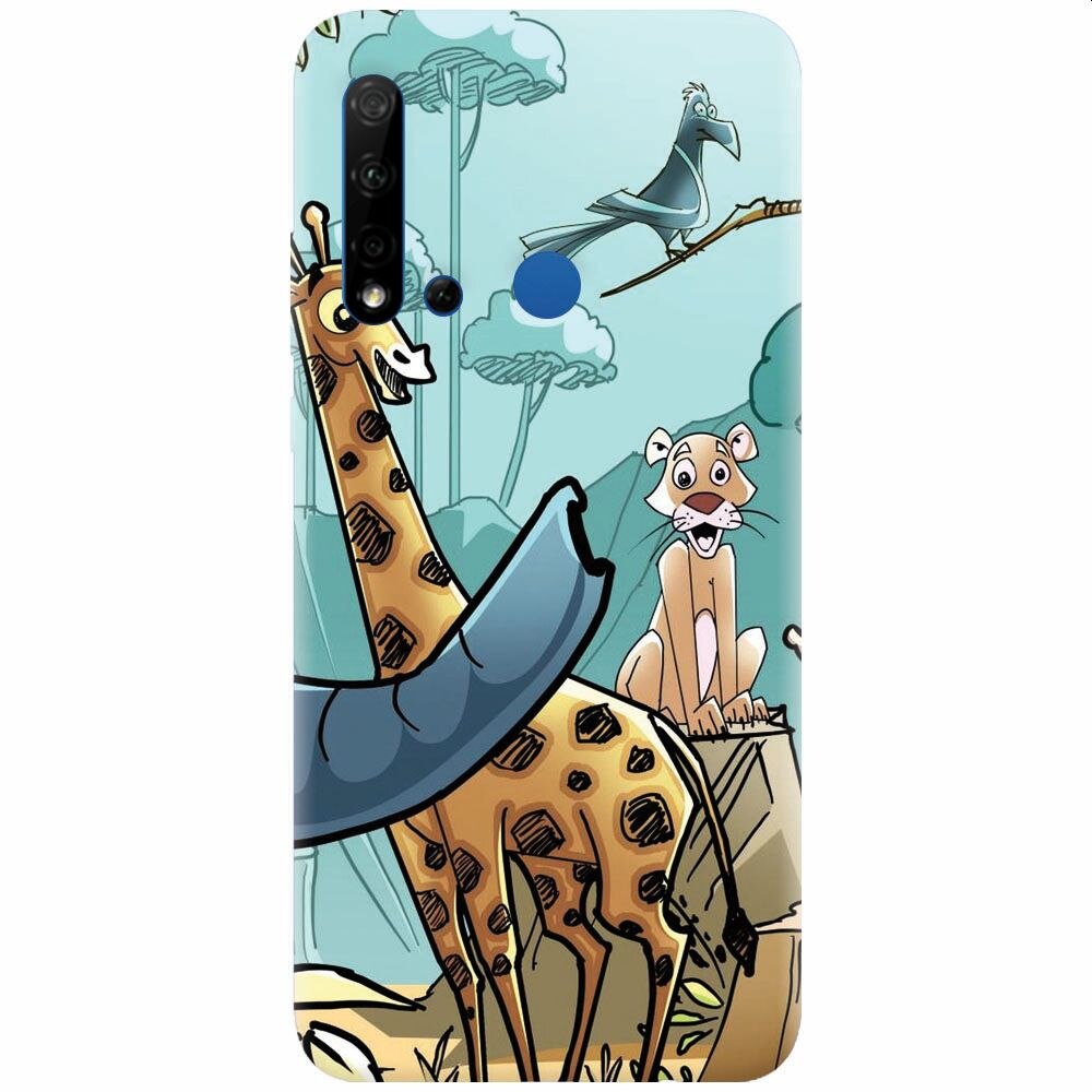 Husa silicon pentru Huawei P20 Lite (2019), Children Drawings Elephants Giraffes Lions