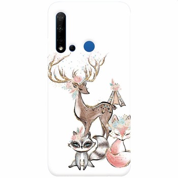 Husa silicon pentru Huawei P20 Lite (2019), Foxs And Deer Husa silicon pentru Huawei P20 Lite (2019), Foxs And Deer