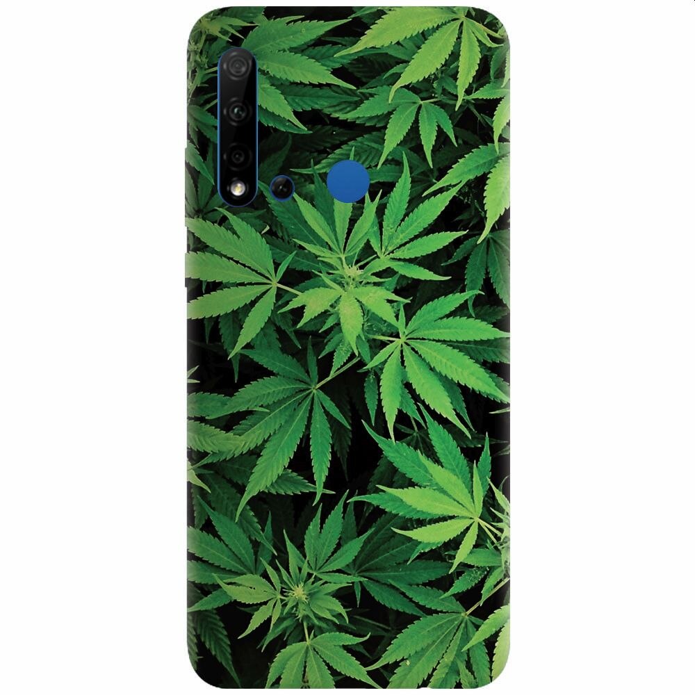 Husa silicon pentru Huawei P20 Lite (2019), Green Leaf Pattern
