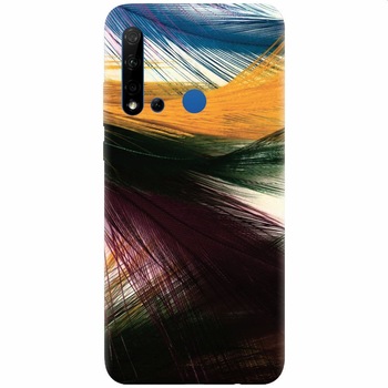 Husa silicon pentru Huawei P20 Lite (2019), Colorful Peacock Feathers Husa silicon pentru Huawei P20 Lite (2019), Colorful Peacock Feathers