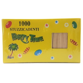 Scobitori din lemn in cutie cu vizor, Party Time, 1000 buc./cutie Scobitori din lemn in cutie cu vizor, Party Time, 1000 buc./cutie
