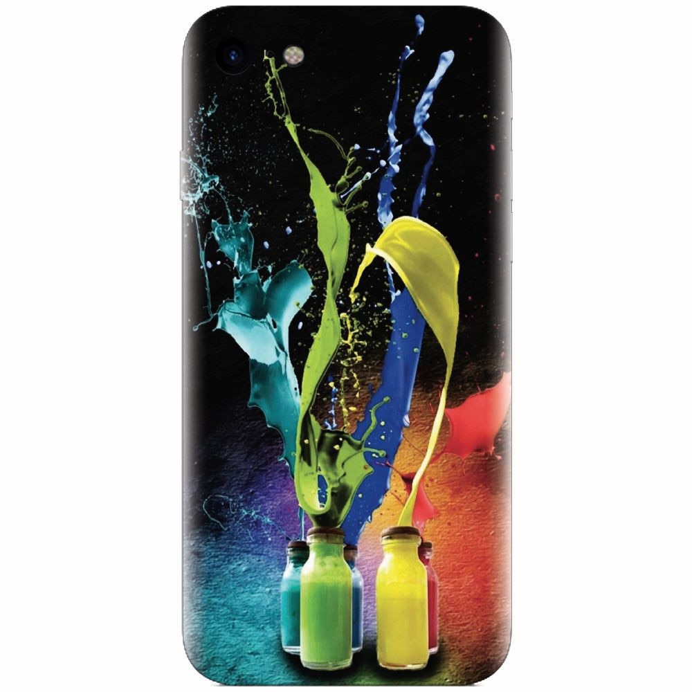 Husa silicon pentru Apple Iphone 8, Abstract Color Bottles Splash