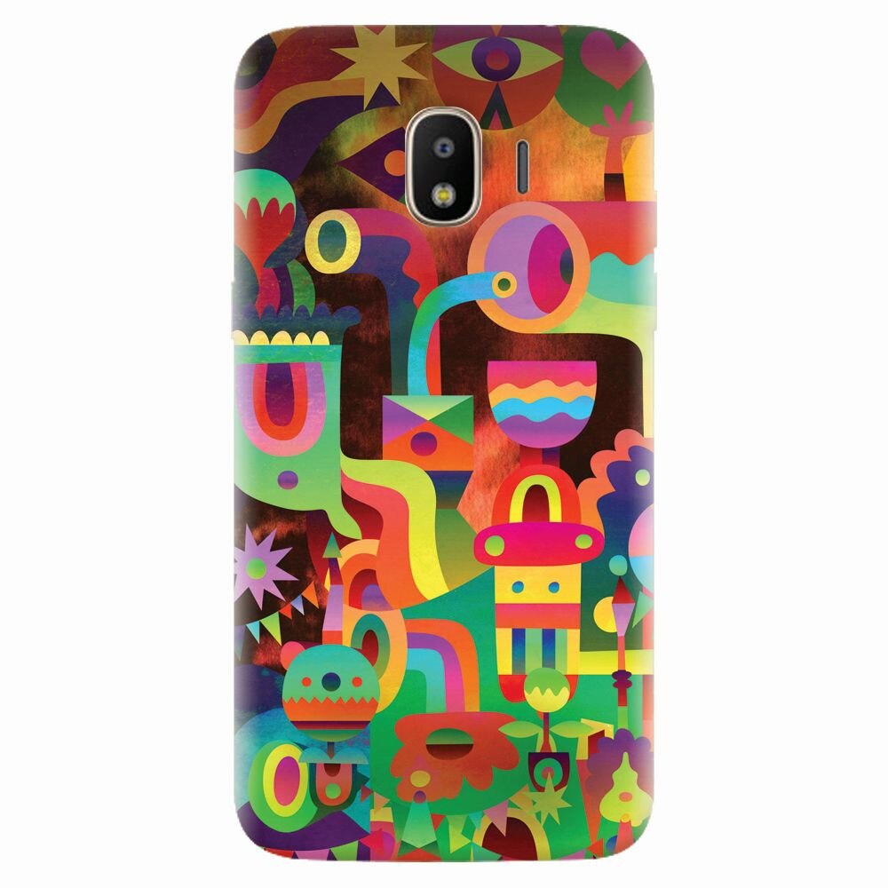 Husa silicon pentru Samsung Galaxy J4 2018, Abstract Colorful Shapes