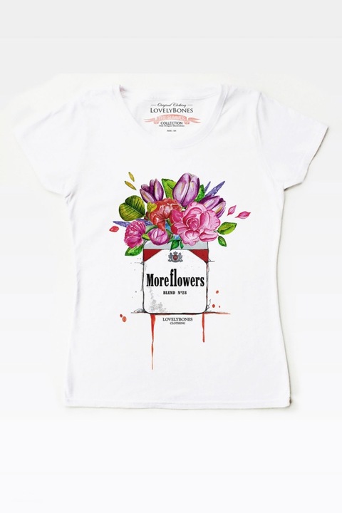 Дамска тениска Jivot BG More flowers, Памучна, Бяла
