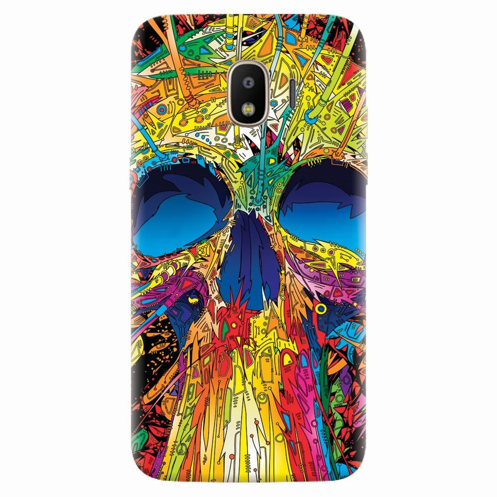 Husa silicon pentru Samsung Galaxy J4 2018, Abstract Multicolored Skull