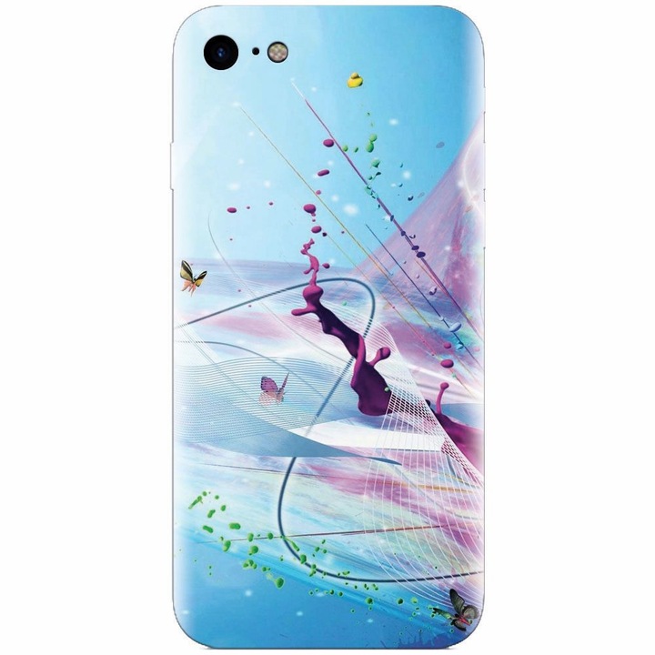 Apple Iphone 5 / 5S / SE, Artistic Paint Splash Purple Butterflies telefonnal kompatibilis szilikon tok