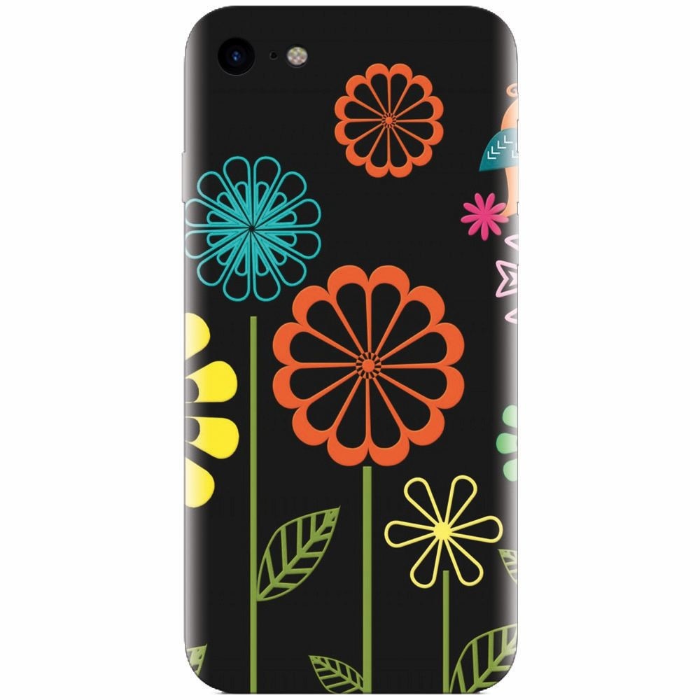 Husa silicon pentru Apple Iphone 5 / 5S / SE, Colorful Spring Birds Flowers Vectors
