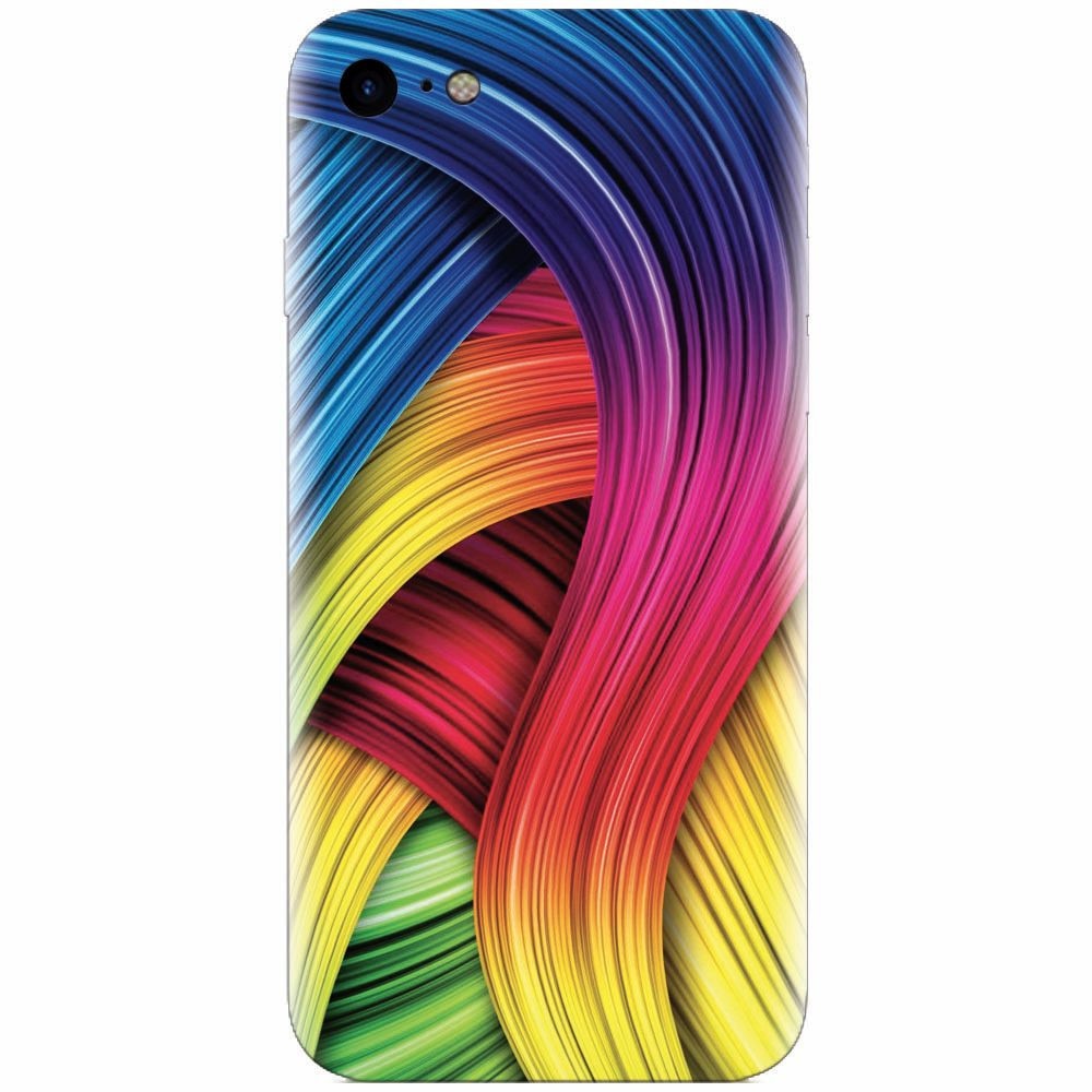 Husa silicon pentru Apple Iphone 5 / 5S / SE, Curly Colorful Rainbow Lines Illustration