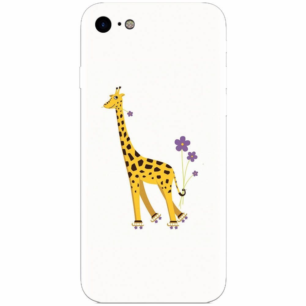Husa silicon pentru Apple Iphone 5c, Rollerskating Girafe Illustration