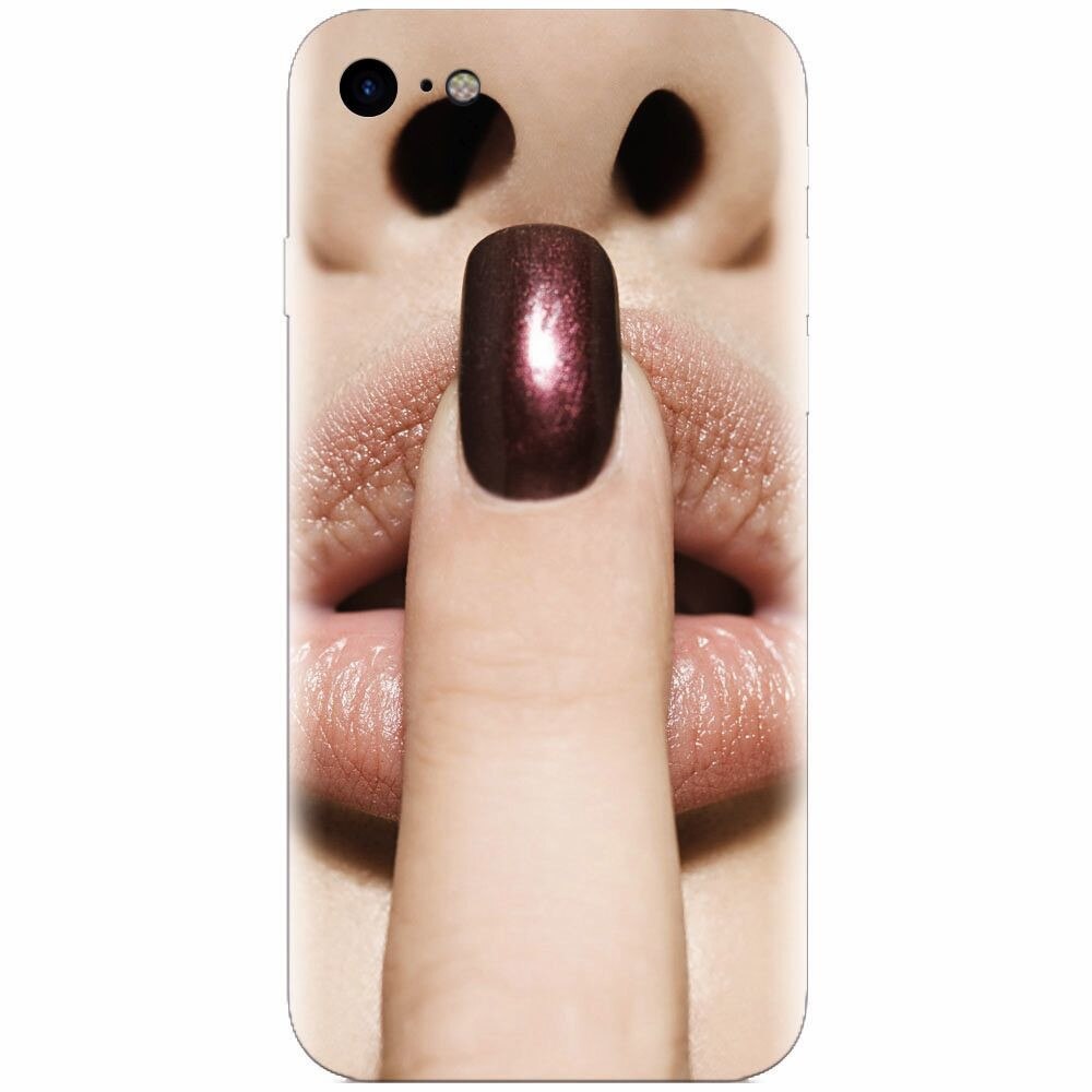 Husa silicon pentru Apple Iphone 5 / 5S / SE, Finger Purple Nailpolish Girl Lips