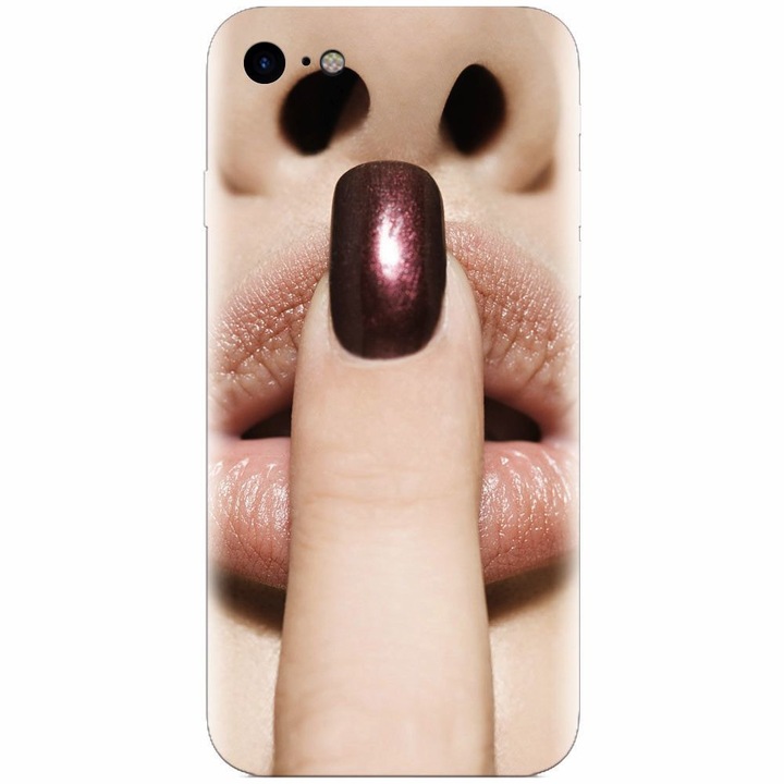 Szilikon tok kompatibilis Apple Iphone 5 / 5S / SE, Finger Purple Nailpolish Girl Lips