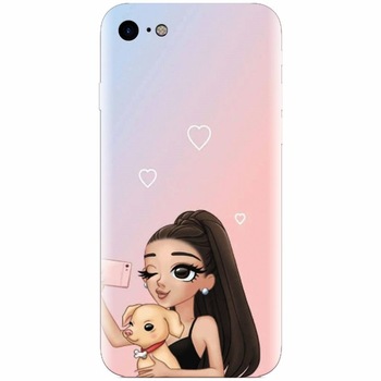 Husa silicon pentru Apple Iphone 5 / 5S / SE, Selfie With Sweet Dog Husa silicon pentru Apple Iphone 5 / 5S / SE, Selfie With Sweet Dog