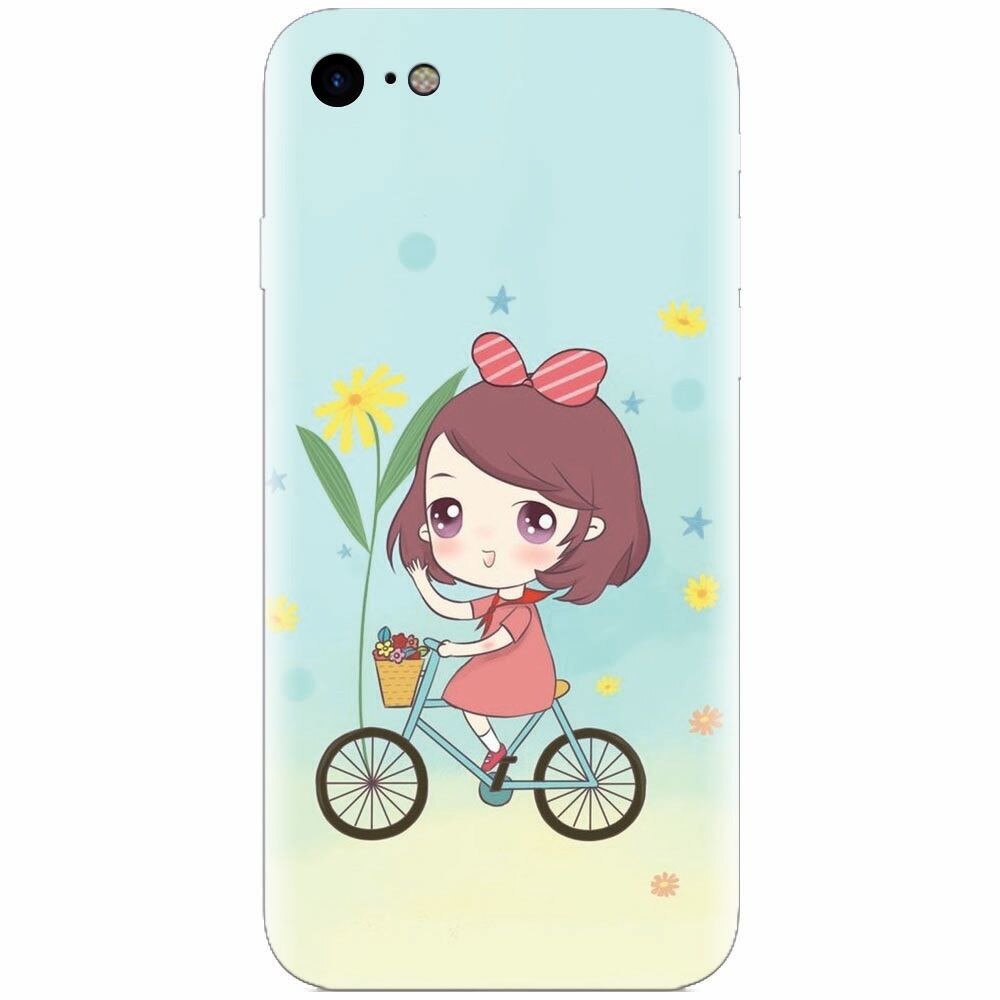 Husa silicon pentru Apple Iphone 5c, Girl And Bike