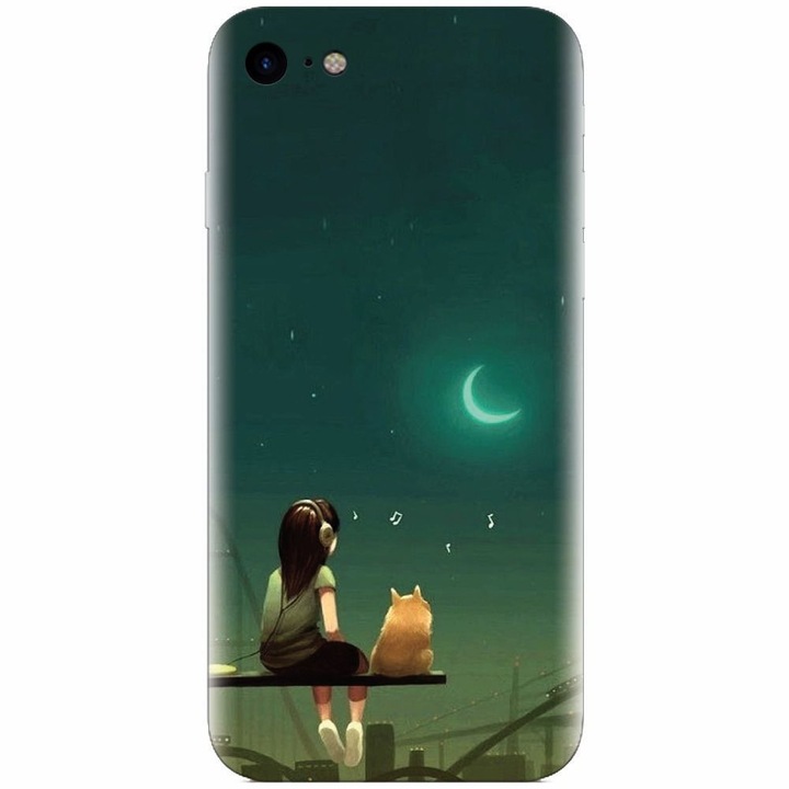 Szilikon tok Apple Iphone 5 / 5S / SE, Cat And Girl telefonhoz