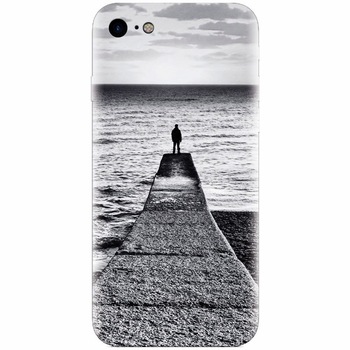 Husa silicon pentru Apple Iphone 5 / 5S / SE, Abstract Dock Man Grey Husa silicon pentru Apple Iphone 5 / 5S / SE, Abstract Dock Man Grey