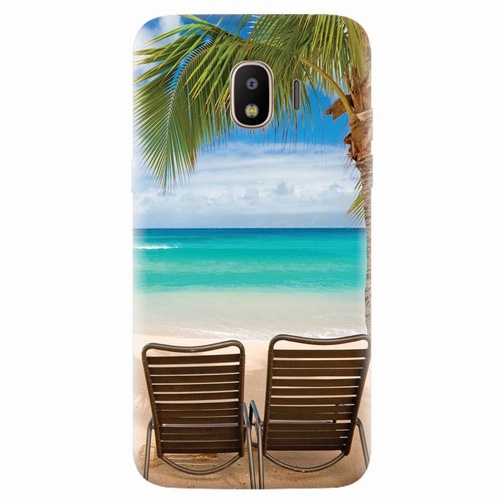Husa silicon pentru Samsung Galaxy J2 pro 2018, Beach Chairs Palm Tree Seaside