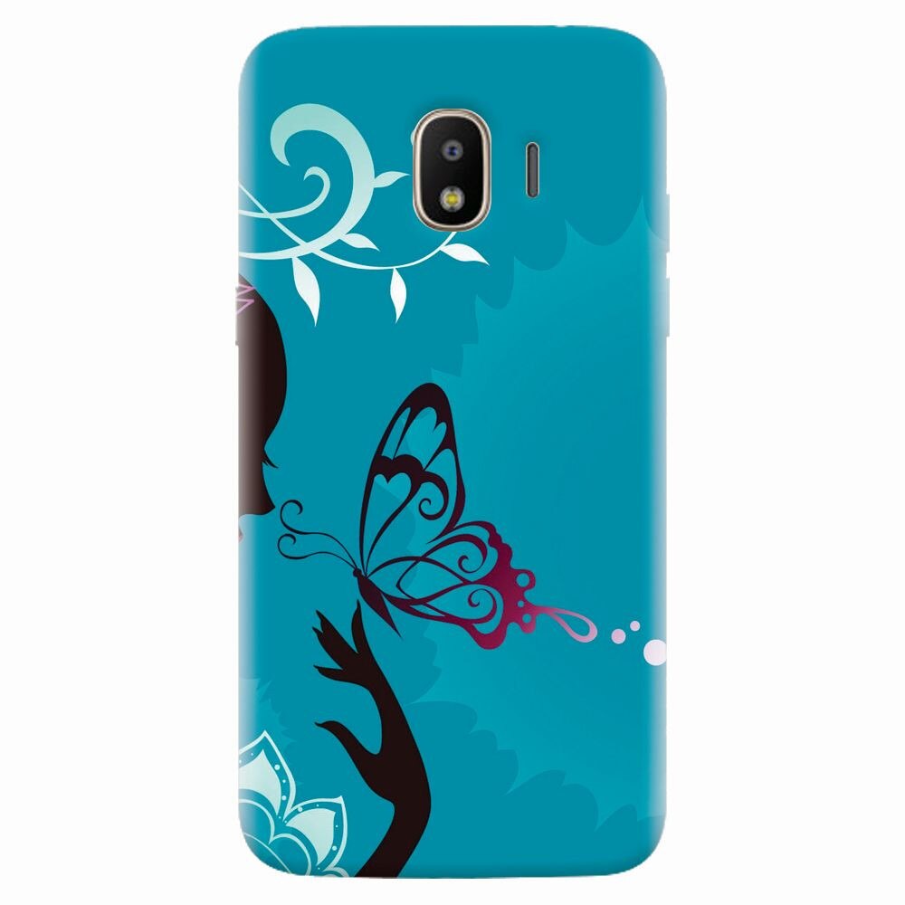 Husa silicon pentru Samsung Galaxy J4 2018, Blue Butterfly