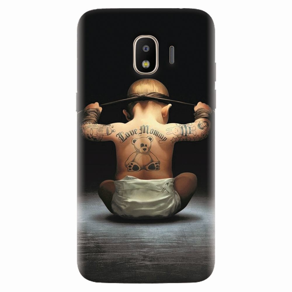 Husa silicon pentru Samsung Galaxy J4 2018, Body Builder Cute Baby Tattoo