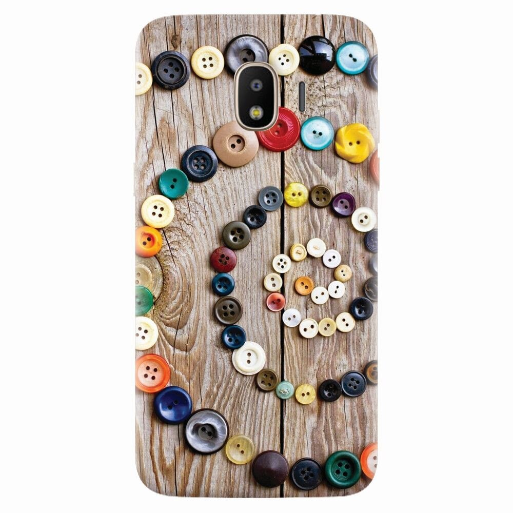 Husa silicon pentru Samsung Galaxy J2 pro 2018, Colorful Buttons Spiral Wood Deck