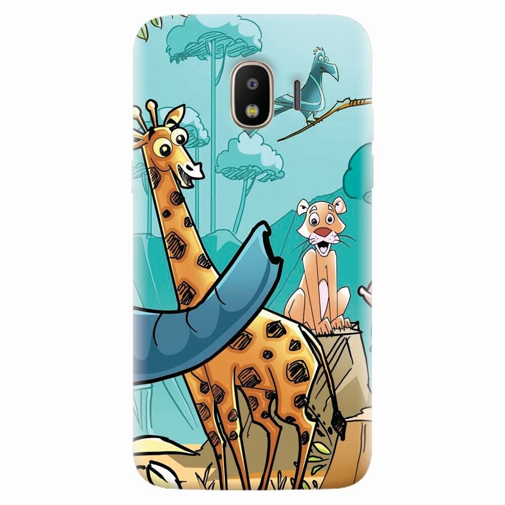 Husa silicon pentru Samsung Galaxy J4 2018, Children Drawings Elephants Giraffes Lions