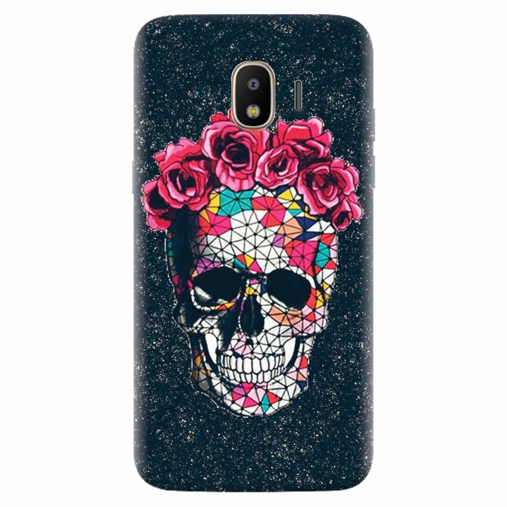 Husa silicon pentru Samsung Galaxy J4 2018, Colorful Skull Roses Space