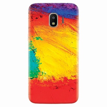 Husa silicon pentru Samsung Galaxy J4 2018, Colorful Dry Paint Strokes Texture Husa silicon pentru Samsung Galaxy J4 2018, Colorful Dry Paint Strokes Texture