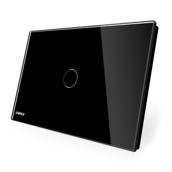 Intrerupator cap scara / cap cruce cu touch Livolo din sticla - standard italian, Negru Intrerupator cap scara / cap cruce cu touch Livolo din sticla - standard italian, Negru