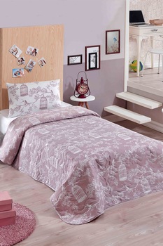 Eponj Home, Lenjerie de pat cu model, Lila prafuit, 160x220/1P/50x70 Standard Eponj Home, Lenjerie de pat cu model, Lila prafuit, 160x220/1P/50x70 Standard