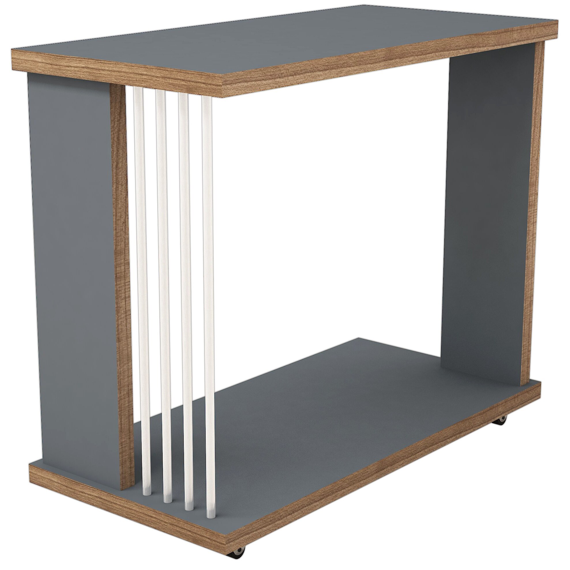 Masuta laterala cu spatiu reviste Negro Modella,50 x 42, 24 cm, pal 18 mm, gri antracit/nuc