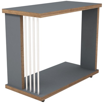 Masuta laterala cu spatiu reviste Negro Modella,50 x 42, 24 cm, pal 18 mm, gri antracit/nuc Masuta laterala cu spatiu reviste Negro Modella,50 x 42, 24 cm, pal 18 mm, gri antracit/nuc