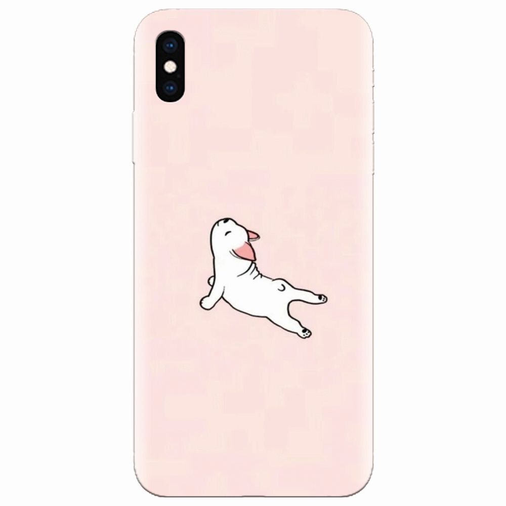 Husa silicon pentru Apple Iphone XS, Cute Dog Streching