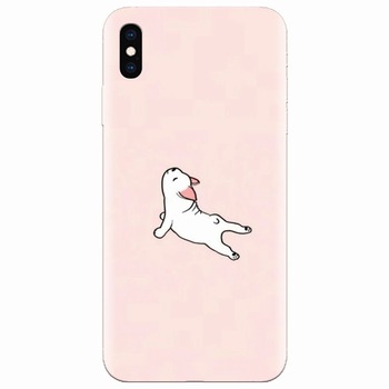 Husa silicon pentru Apple Iphone XS Max, Cute Dog Streching Husa silicon pentru Apple Iphone XS Max, Cute Dog Streching