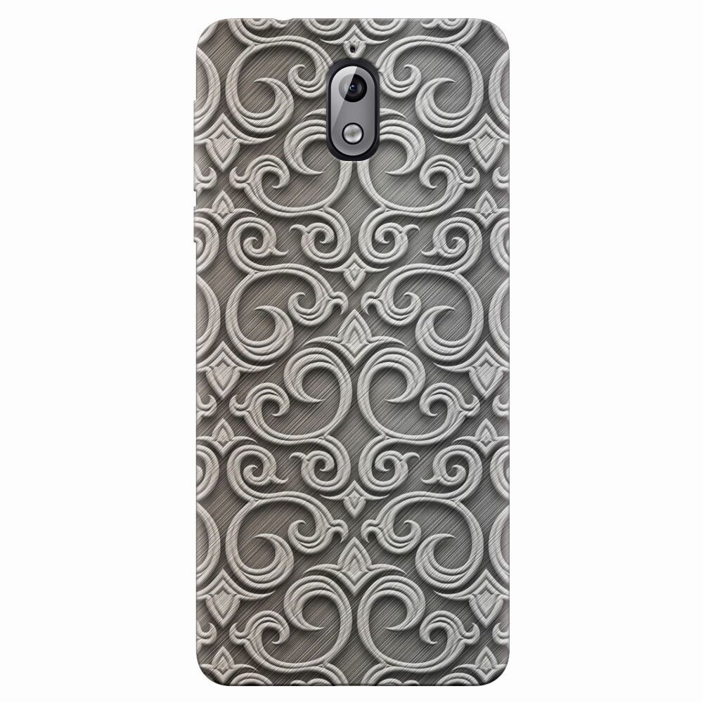 Husa silicon pentru Nokia 3.1, Baroque Silver Pattern