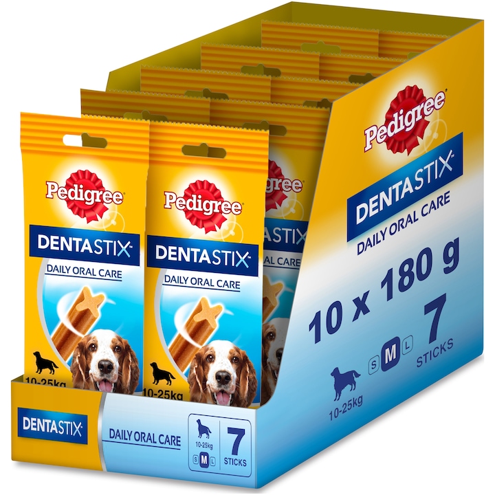 Pedigree DentaStix jutalomfalat 10-25 kg-os kutyák számára, 10x7db