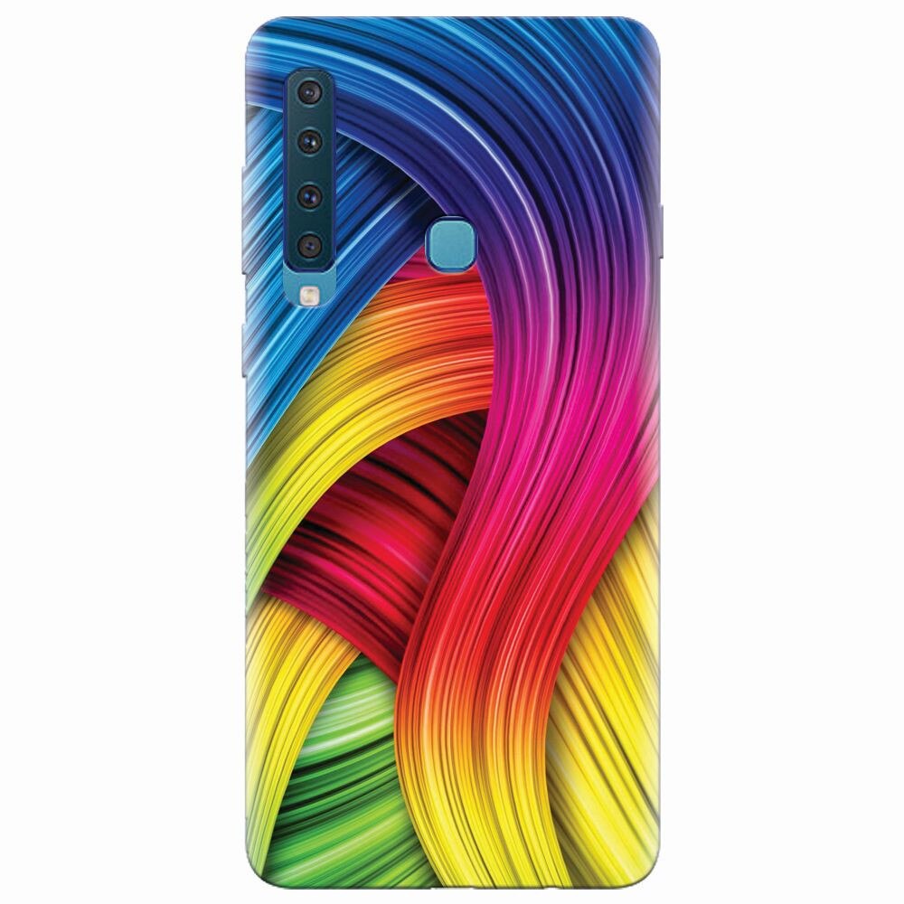 Husa silicon pentru Samsung Galaxy A9 2018, Curly Colorful Rainbow Lines Illustration