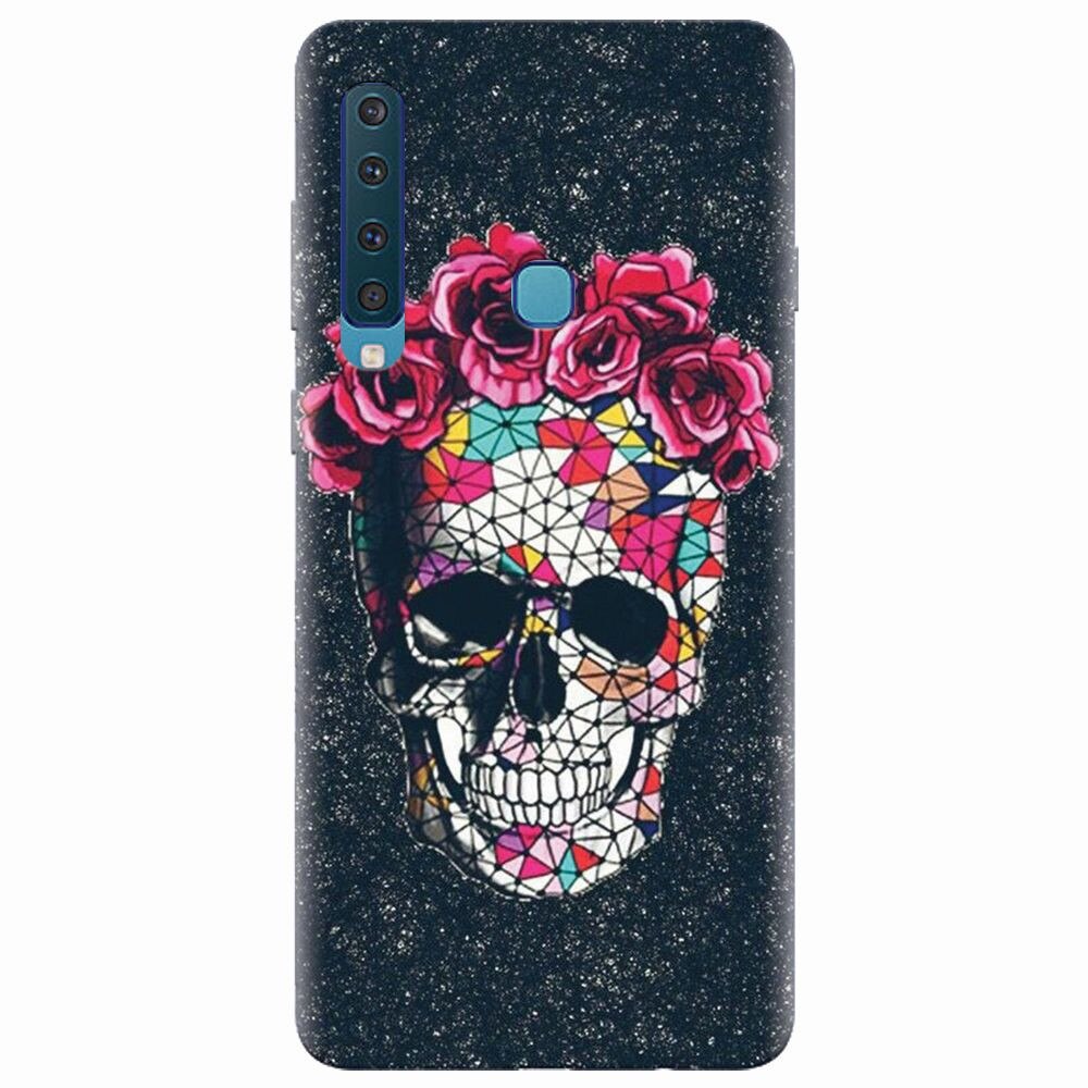 Husa silicon pentru Samsung Galaxy A9 2018, Colorful Skull Roses Space