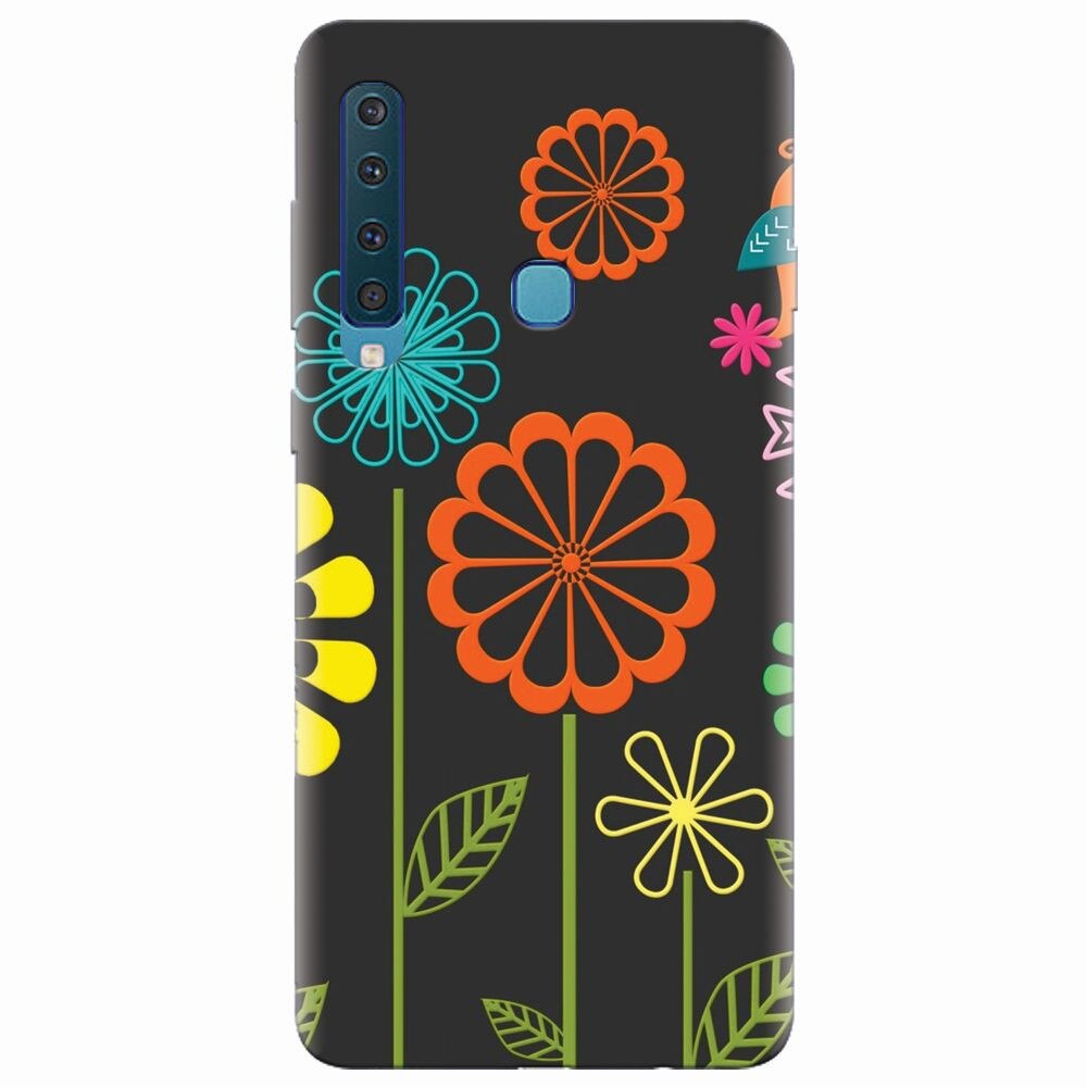 Husa silicon pentru Samsung Galaxy A9 2018, Colorful Spring Birds Flowers Vectors