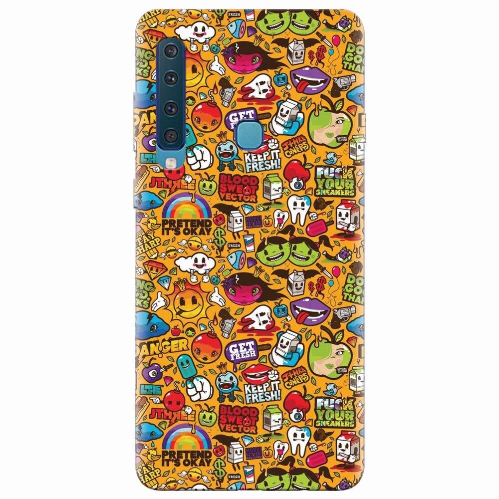 Husa silicon pentru Samsung Galaxy A9 2018, Colorful Sticker Illustrations
