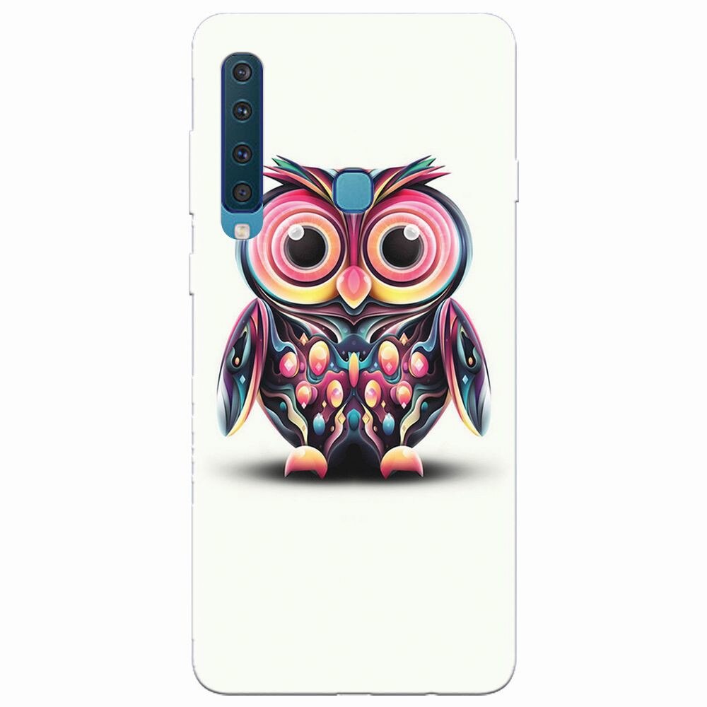 Husa silicon pentru Samsung Galaxy A9 2018, Colorful Owl Illustration