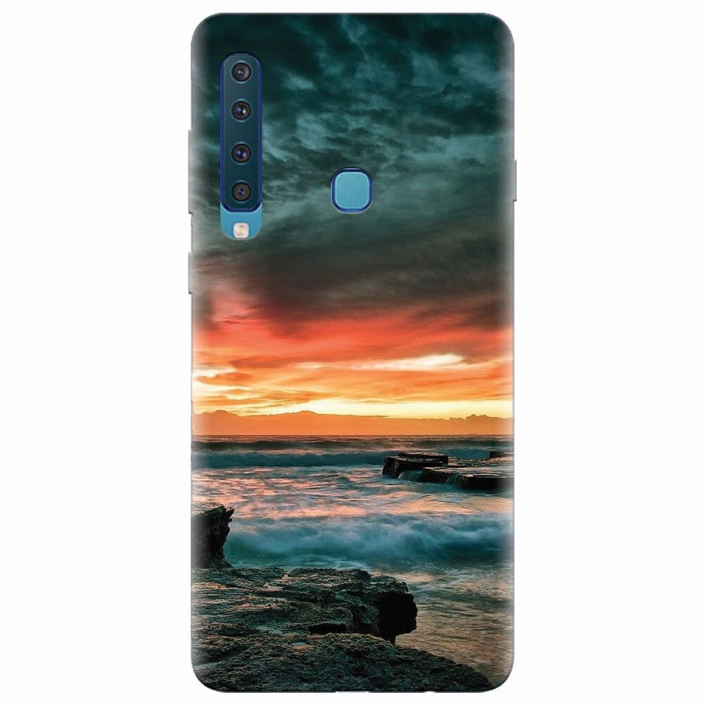 Husa silicon pentru Samsung Galaxy A9 2018, Dramatic Rocky Beach Shore Sunset