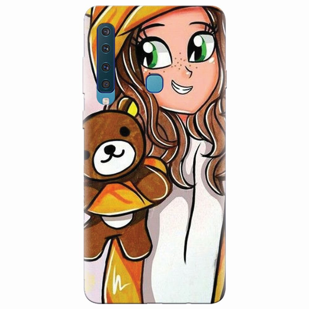 Husa silicon pentru Samsung Galaxy A9 2018, Girl With Little Bear