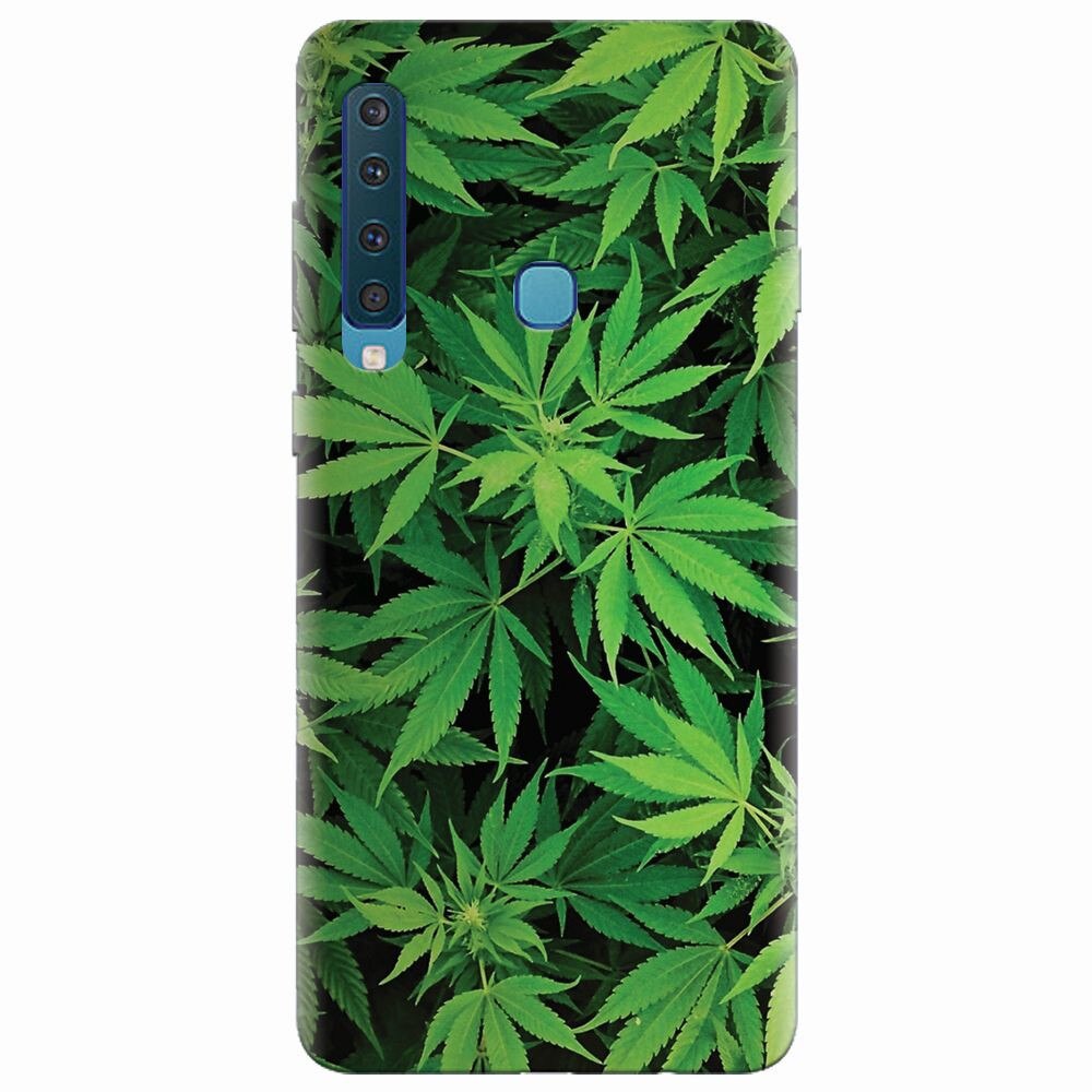 Husa silicon pentru Samsung Galaxy A9 2018, Green Leaf Pattern