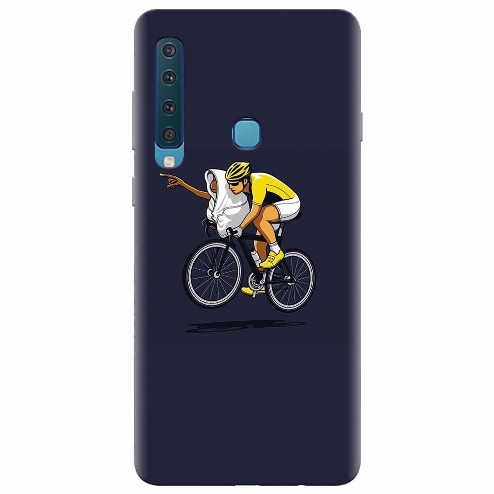 Husa silicon pentru Samsung Galaxy A9 2018, ET Riding Bike Funny Illustration