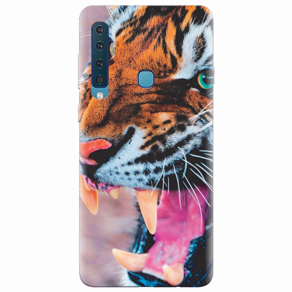Husa silicon pentru Samsung Galaxy A9 2018, Angry Tiger Teeth Fresh