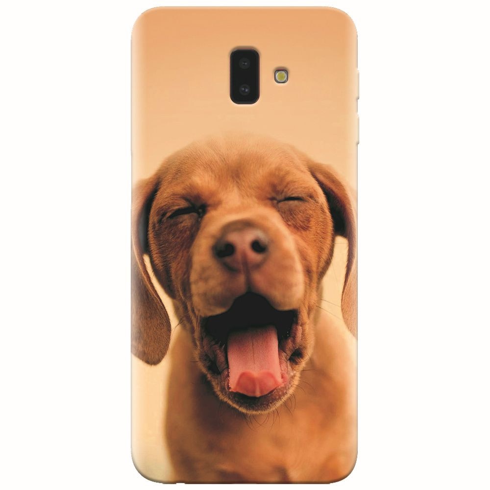 Husa silicon pentru Samsung Galaxy J6 Plus, Cute Yawning Puppy