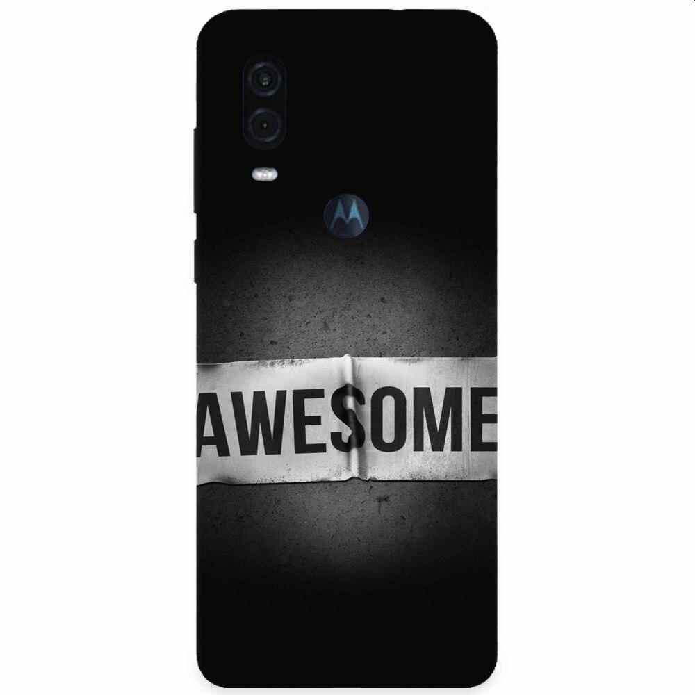 Husa silicon pentru Motorola One Vision, Awesome Label Dark