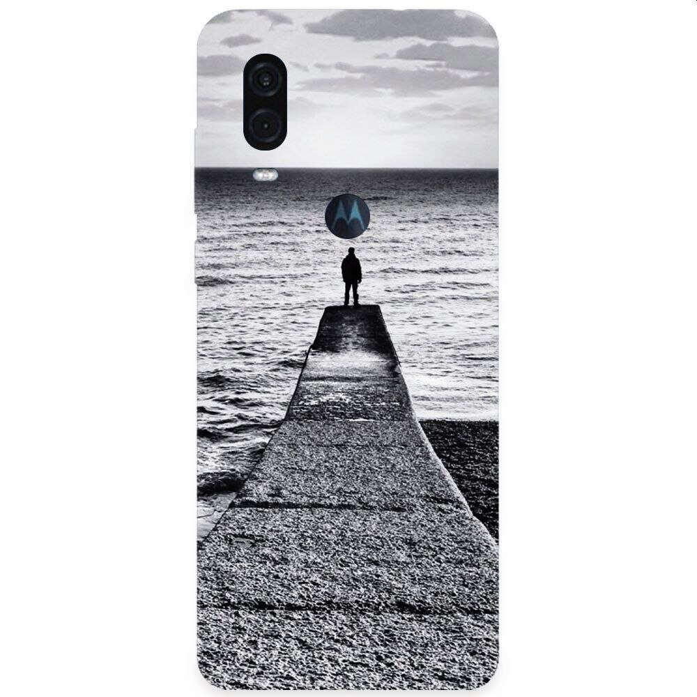 Husa silicon pentru Motorola One Vision, Abstract Dock Man Grey