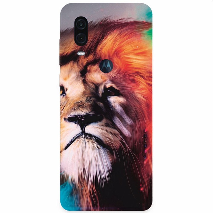 Husa silicon pentru Motorola One Vision, Awesome Art Of Lion