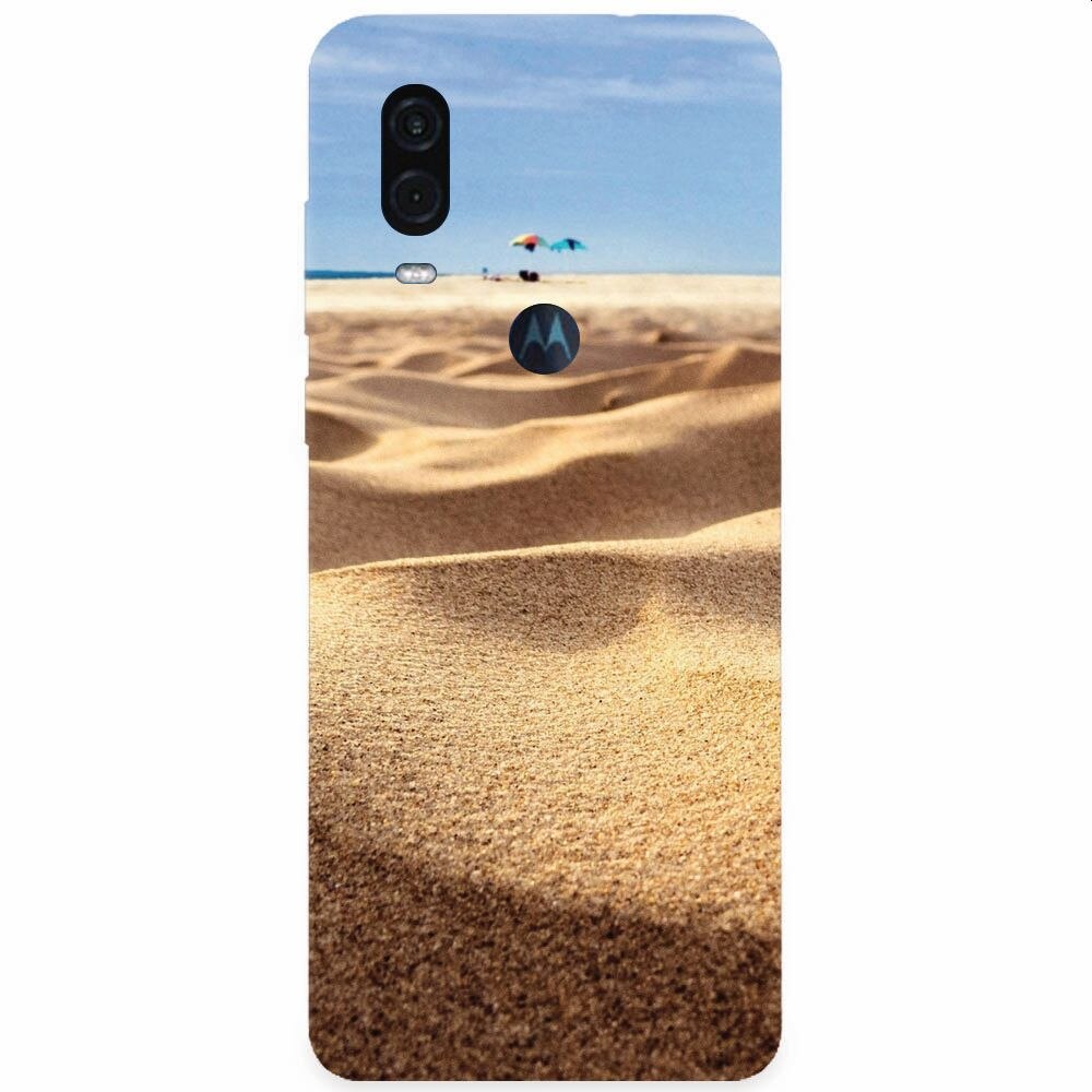 Husa silicon pentru Motorola One Vision, Beach Sand Closeup Holiday