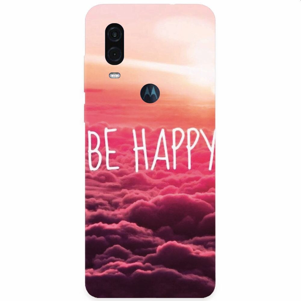 Husa silicon pentru Motorola One Vision, Be Happy Puffy Clouds